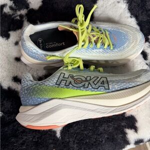 Hoka One One Women's Blue and Lime Athletic Shoes
